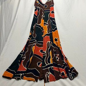 Afghan ‎ Blue Sky Women's Maxi Dress Colorful Size Small